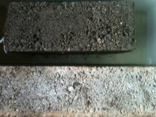 confronto del calcestruzzo con e senza radmyx